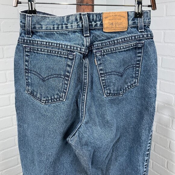 Levis 900 Jeans‎ Women 10 26Wx30L Blue Taper Red Bat Wing Cotton Denim USA VTG - Picture 4 of 14